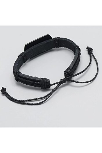 General Store Personalized Bracelet with Metal Wolf Head Engraving, PU Leather and Adjustable Length Cord, Uni