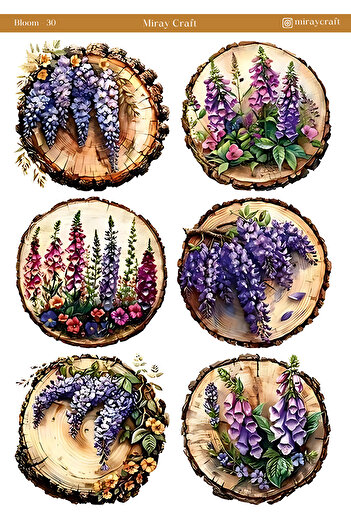 MirayDesign 1 Piece of Blooming Flowers Themed Sticker – 12X17 cm for Scrapbook, Bullet Journal, Planner