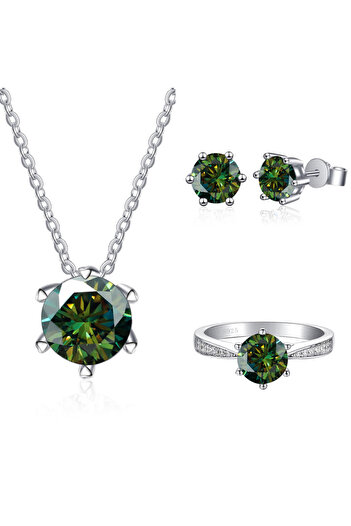 Choice 45cm 5 Dark Green JoyceJelly Moissanite Jewelry Set With 1CT D Color VVS 3EX moissanite stone pass d