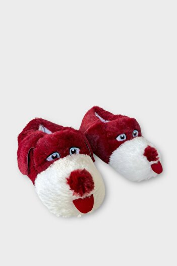 Liger Unisex Cute Dog Figured Non-Slip and Soundless Sole Home Slippers Bordo