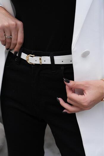 MODAM HİFA 2'Cm Gold Buckle Basic Women's Belt Dress Belt Trouser Belt Classic Belt Jeans Belt Waist Belt
