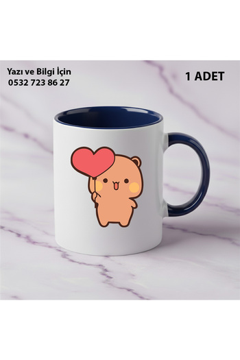 Ceymas Hediyelik Bubu Dudu Designed Single Mug with Name and Text Can Be Written on It, Colorful Mug1. Quality Printing