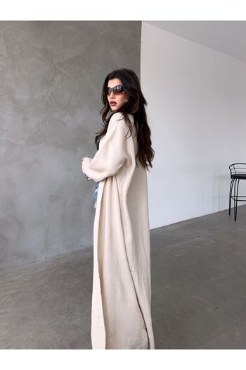 DİMA FASHİON Full-Length Knitwear Cardigan