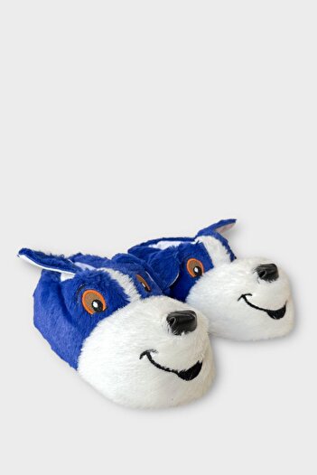 Liger Unisex Cute Dog Figured Non-Slip and Soundless Sole Home Slippers Blue
