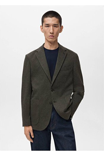 MANGO Man Dar kesimli mini dokuma blazer ceket