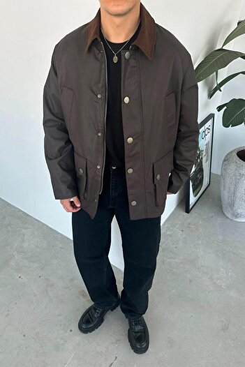 HAFKAGİYİM Μπουφάν Oversize με λεπτομέρεια τσέπης με κορδόνια σε καφέ χρώμα