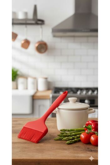 TARIK HOME 9cm Wide Red Silicone Brush - Egg and Oil Brush Easy to Clean, Non-Stick, Ergonomic Handle