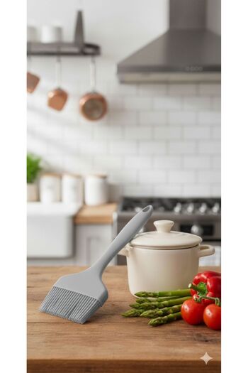TARIK HOME 9cm Wide Gray Silicone Brush - Egg and Oil Brush Easy to Clean, Non-Stick, Ergonomic Handle