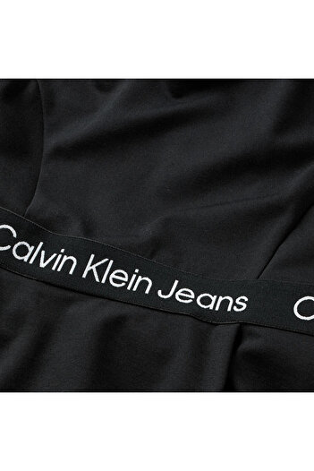 Calvin Klein LOGO TAPE PUNTO SLEE Kadın Siyah Elbise