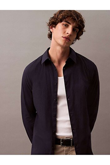 Calvin Klein LS SOLID STRETCH SLIM SHIRT Antrasit Erkek Gömlek