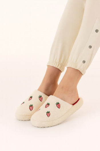 Behtah Kundura Women's House Slippers Plush Panda Figured Slippers Dowry and Bundle Slippers Do Not Make Noise Thick Sole
