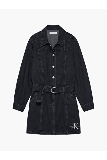 Calvin Klein LS DRESS DENIM LIGHT Kadın Antrasit Elbise
