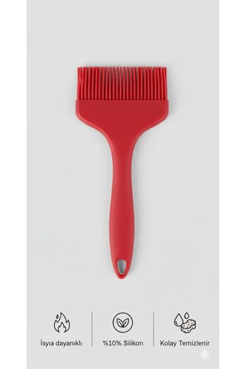 TARIK HOME 9cm Wide Red Silicone Brush - Egg and Oil Brush Easy to Clean, Non-Stick, Ergonomic Handle