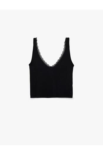 Koton Dantel Detaylı Kalın Askılı V Yaka Pijama Üstü (AW 25)