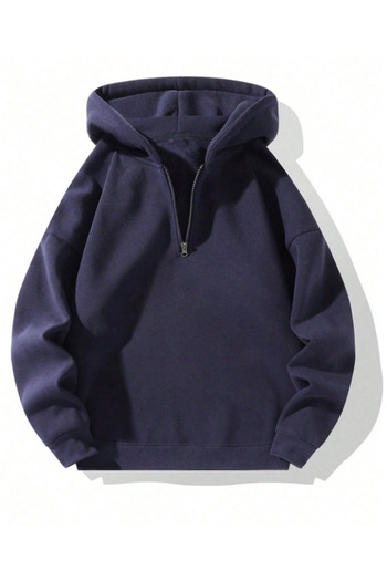 Revasser Unisex Erkek/Kadın YARIM FERMUARLI KAPÜŞONLU Renkli Özel Pamuklu Oversize Sweatshirt