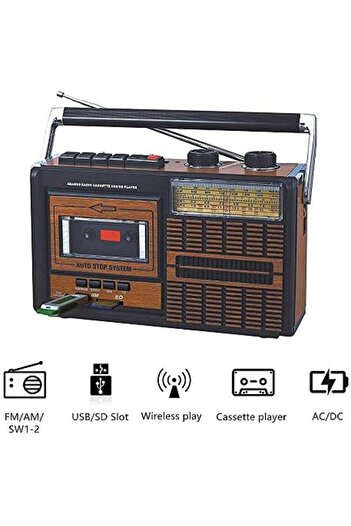 STOREMAX Modashine New Generation Radio USB Sd Fm Cassette Player Music Box Retro Handheld Portable Modasco