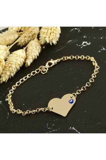 ZERO LAND Hn-Shop Heart Name Engravable Blank Plate Bracelet-Yellow