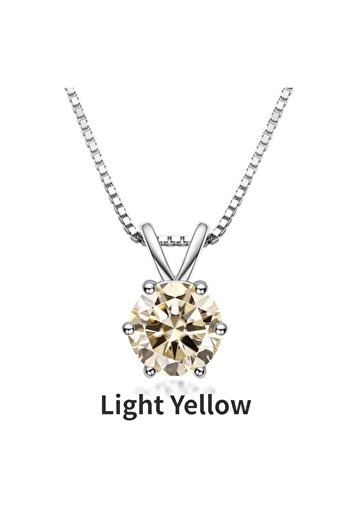 Choice Light Yellow-1ct JoyceJelly Real 1ct Moissanite Pendant Necklaces Trendy 925 Sterling Silver Clavicl