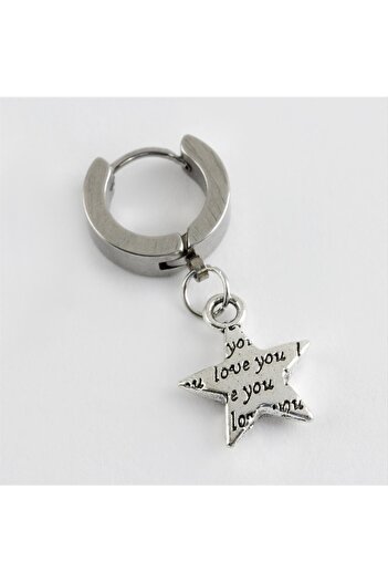 ZERO LAND Hn-Shop Star Steel Men's Earring 1 Piece-Black