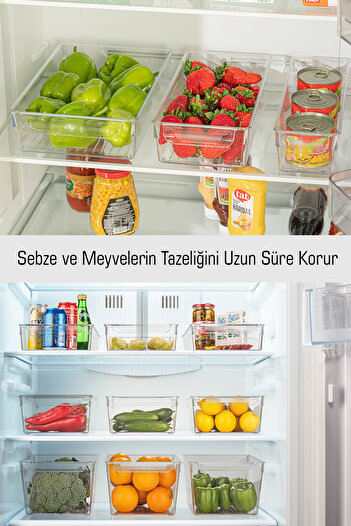 FİTHOME Frostybox Medium Size Refrigerator Organizer and Inside Cabinet Organizer Set 3 Pieces