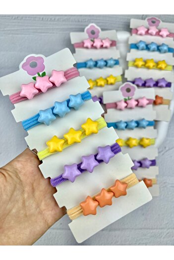 Toka Sepetim Set de 5 catarame elastice colorate cu stele