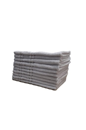 ET Collection Set x 10 Towels Greek Border 30x50 White, 500 GSM