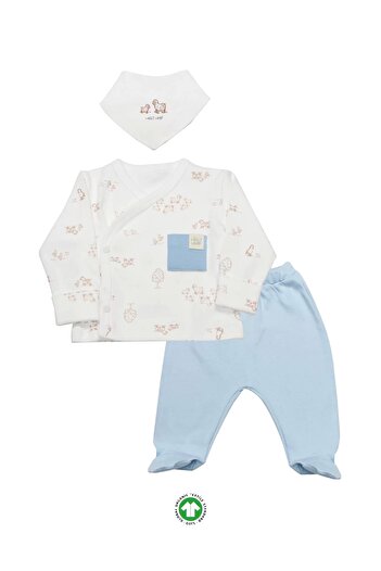 emosavm Bistyle Curly Lamb 3-Piece Bodysuit Set 13107 Beige Ecru