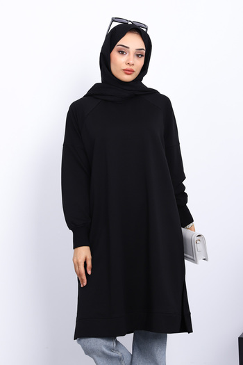 İmajButik Black Modal Tunic with Slits on the Sides