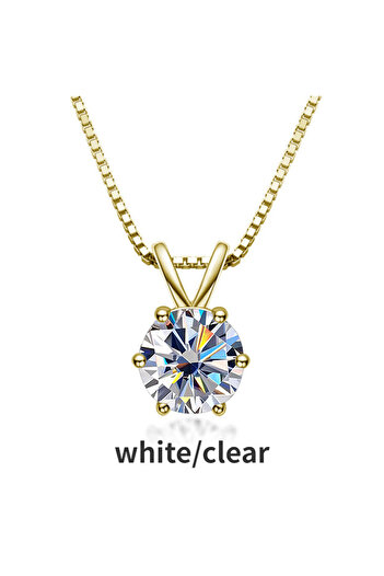 Choice white-1ct JoyceJelly Real 1ct Moissanite Pendant Necklaces Trendy 925 Sterling Silver Clavicle Chain