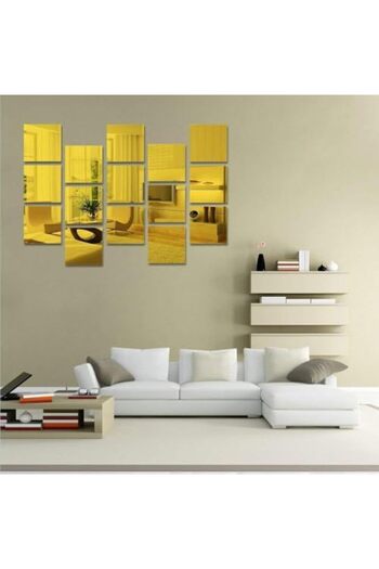 Slasa Square Acrylic Mirror Stickers Gold 15×15 cm from - Pack of 15 Self-Adhesive Pieces Non-Glass