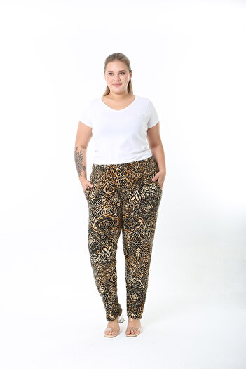 XL Modam Wool Viscose Patterned Winter Plus Size Pants