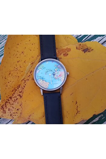 Skymag Globe design watch, world map, quartz, analog, eco-leather strap
