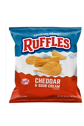 Ruffles Cheddar & Sour Cream Flavored Potato Chips 6.5 OZ (184g) - Export x 4 Pcs