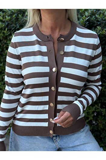 ROKH Mercerized Shiny Button Cardigan Beige