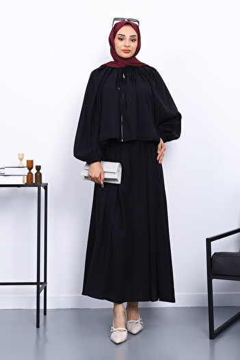 İmajButik Black Jacket Skirted Modal Suit