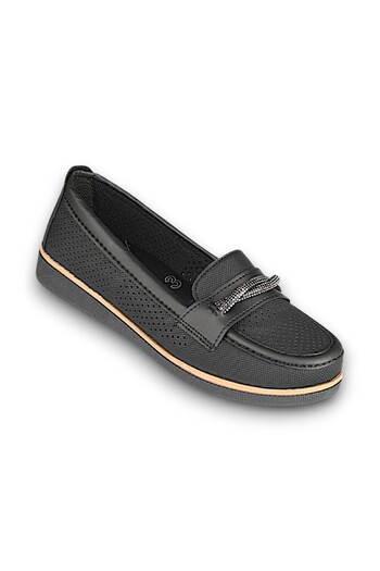 Elit Wanetti 368 Black Full Orthopedic Comfortable Flat Sole Daily Women's Shoes