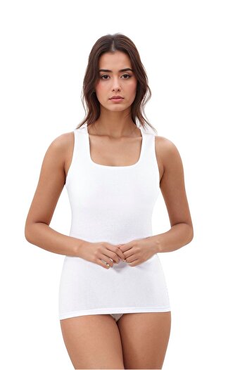 QKK Women's Square Neck Strap Cotton Lycra Combed Cotton 2-Piece Undershirt Q6K0K1T4Ka