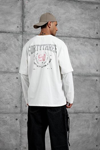 NOMARC White Number Printed Oversize Sleeve Piece Design Sweatshirt
