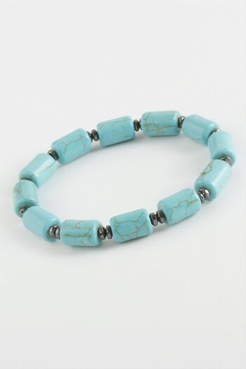 ZERO LAND Msa-Shop Cylinder Turquoise Natural Stone Bracelet-Turquoise