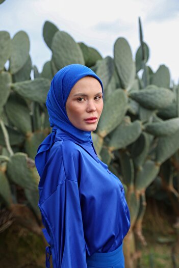 İpekhan Celina Jacquard Scarf Parliament Blue 9902-19
