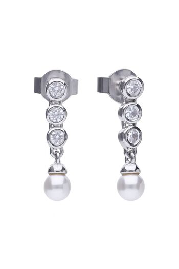 Diamonfire Silver earrings with pearls and zirconium, 621857
