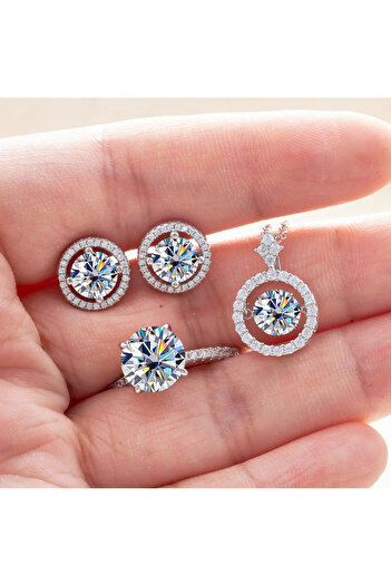 Choice 45cm 6 Dcolor TY Moissanite Jewelry Set For Charm Lady 925 Sterling Silver Earring Ring Pendant Neck