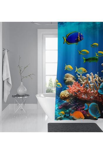 Zethome Banyo Perdesi 1x180x200 Tek Kanat Duş Perdesi Halka Hediyeli Duşakabin Perdesi Underwater 2