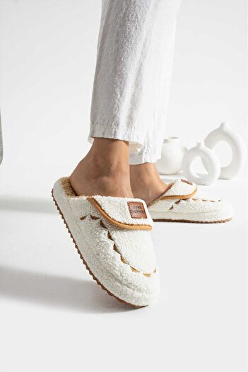 Behtah Kundura Women's Patterned Postpartum Non-Slip Lightweight Sole House Slippers Furry Slippers Dowry Bundle