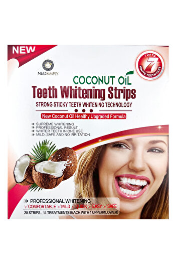 NeoSimply Teeth Whitening Strips Set, Peroxide-Free with Coconut Oil, NeoSimply, 14 sachets, 65 g
