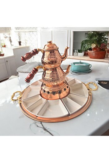 BM NUR Breakfast Set with Copper Teapot and Presentation Tray for 4 People