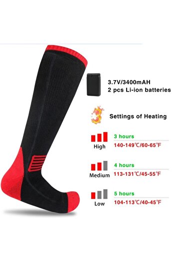 NeoSimply Heated Socks Neosimply®, for Ski and Winter Season, Rechargeable Battery 3400 mAh 3.7 V, Unisex, S