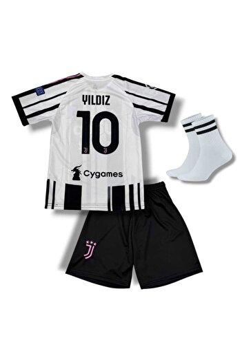 Flextreme Juventus Kenan Yildiz 2025/26 New Season Home Kids Soccer Jersey 3Pcs Set