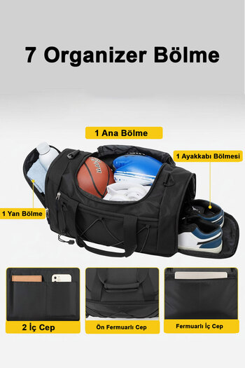 woys 2 Years Warranty Organizer Sports Bag - 7 Compartments Fitness Gym Bag