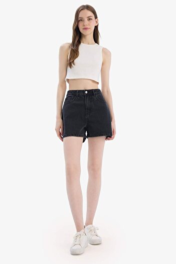 DeFacto Mom Fit High Waist Short Leg Jean Shorts E0525Ax25Sm